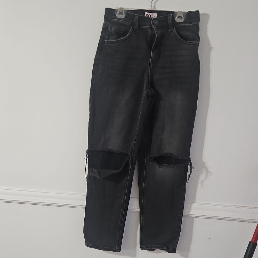SO Charcoal Ripped Knee Jeans